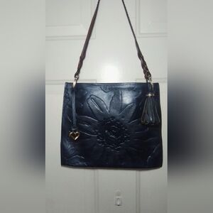 Brighton Dark Blue Embossed Shoulder Bag